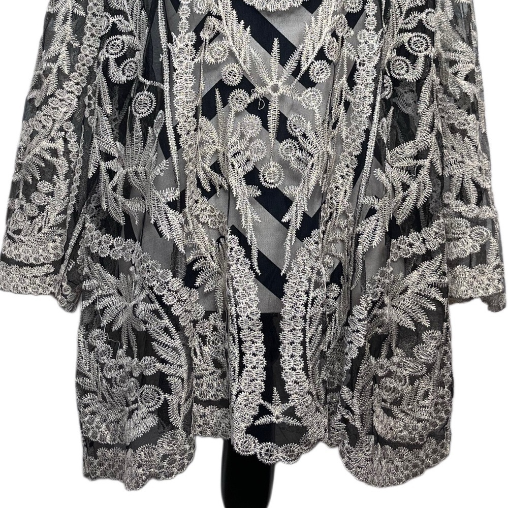 Cato Floral Embroidered Lace Mesh Sz 26/28W Whimsigoth Evening Tunic Top - Picture 4 of 11
